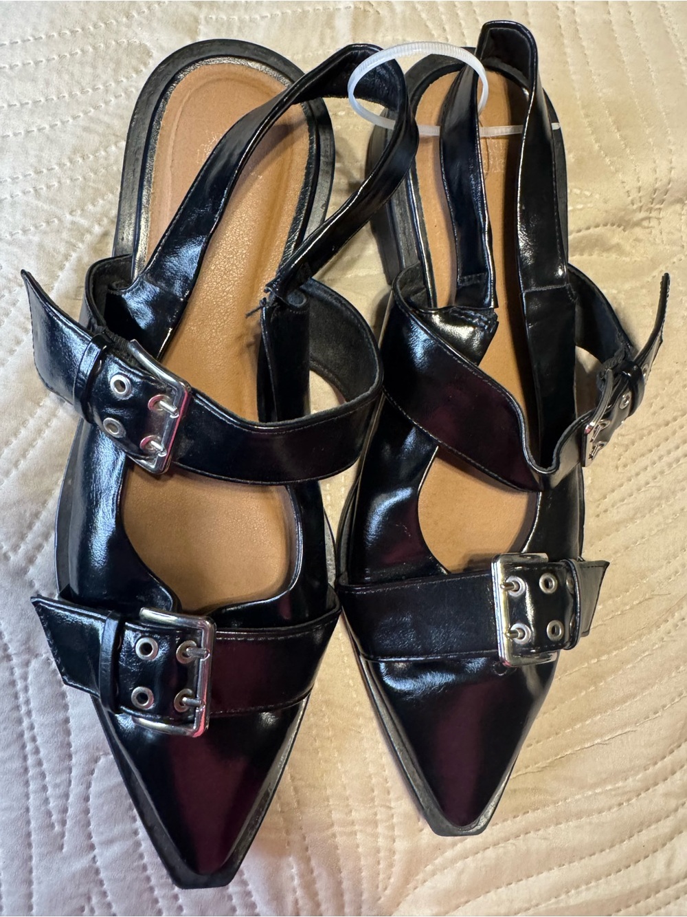 Wild Fable Peyton Double Buckle Slingback Flats in black 9.5